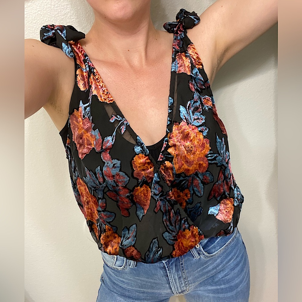Free People Tied to You Chiffon Velvet Top